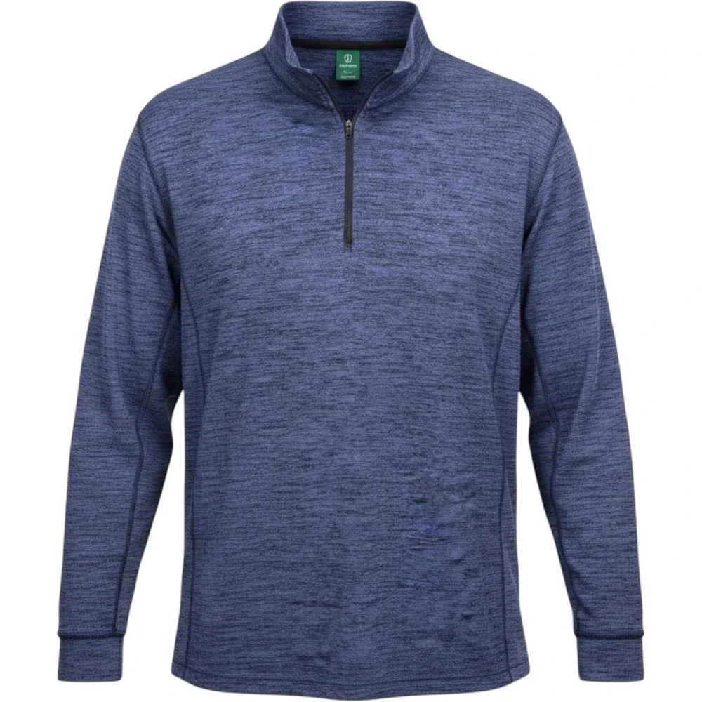 Pro Tour Men's Quarter Zip Pullover Golf Performance Shirt XXL Blue Space Dye